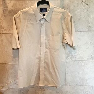 Stafford short sleeve button up cream size 16 (Large)